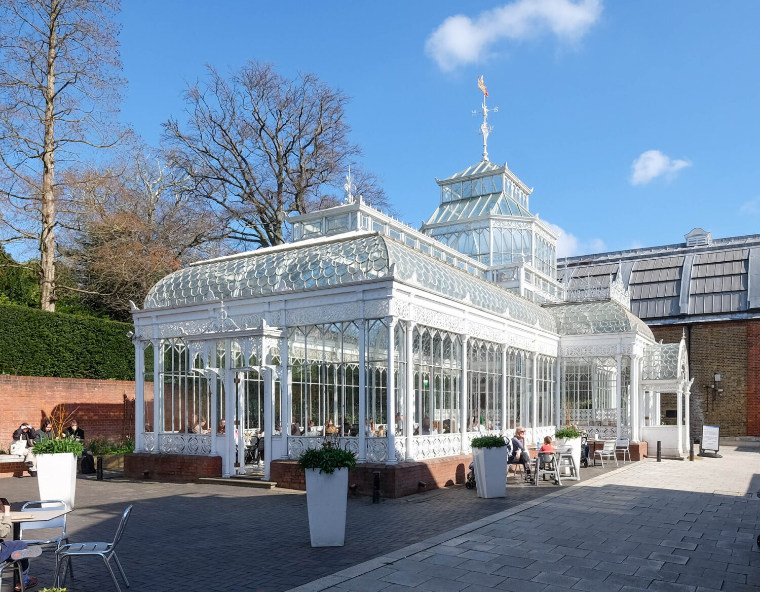 London, United Kingdom – March 18, 2022: A Victorian conservatory on the grounds of the Horniman Museum and Gardens in Forest Hill, London