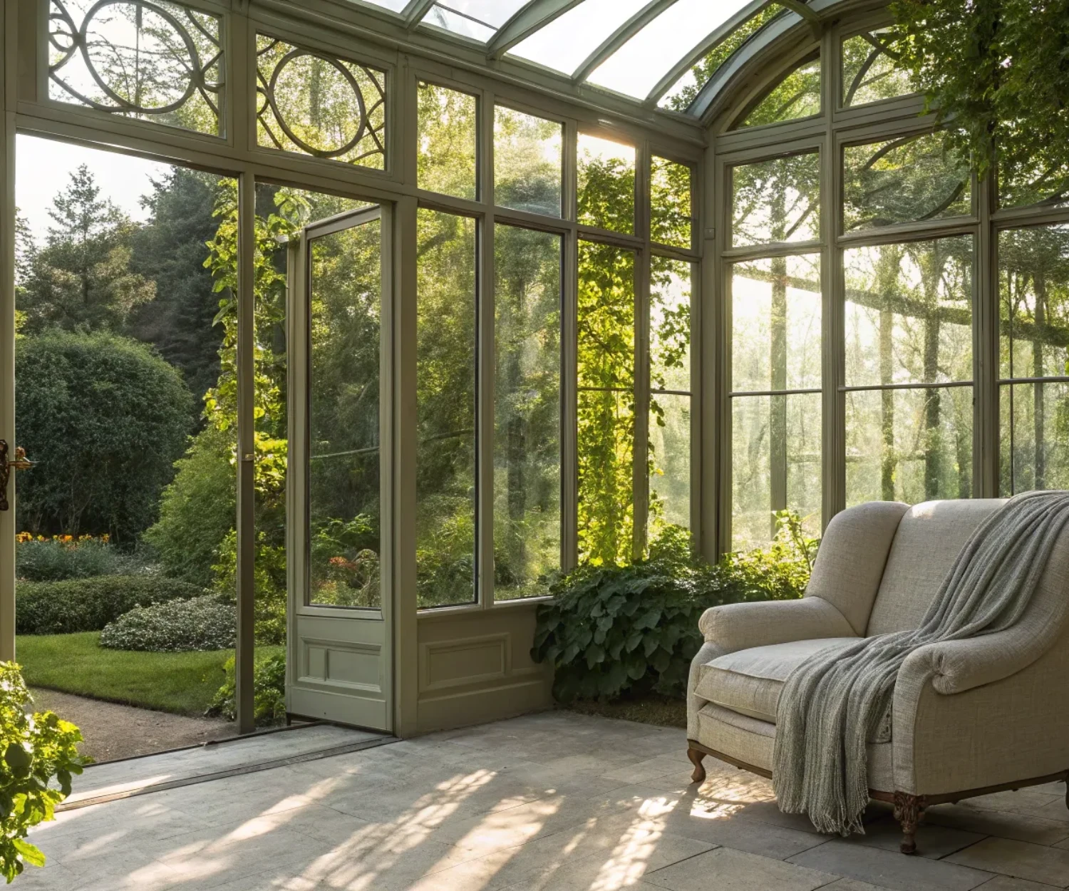 Modern architectural glass structure design with expansive, load-bearing glass walls.